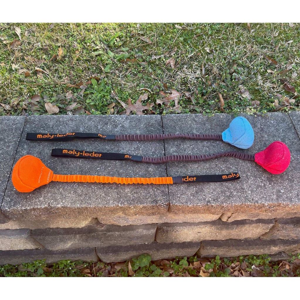 MALY Puppy Ball/Tug with Bungee, padded French Linen