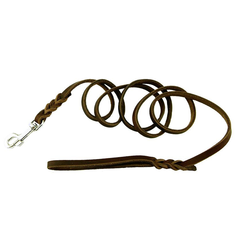 Schweikert Soft Leather Leash, 11mm 2.43m (8ft) with handle, brown
