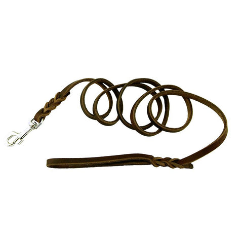 Schweikert Soft Leather Leash, 11mm 1m (3ft 4in) with handle, brown
