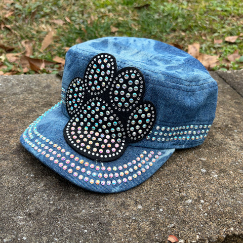Rhinestone Cadet Cap - Classic Paw - Splash Dark Denim