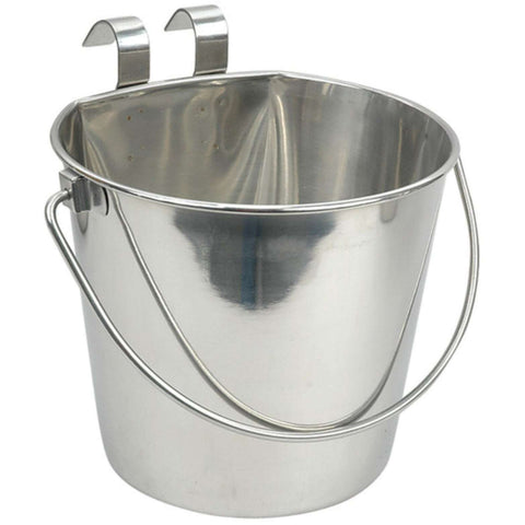 Stainless Steel Flat Sided Pail, bucket with handle and hook(s)