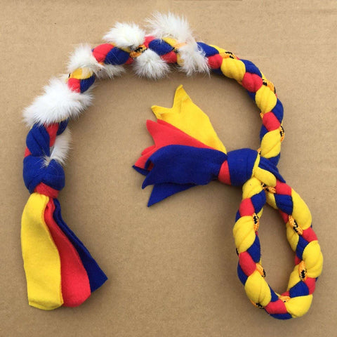 Puppy Tug made of Fleece and Cord with Rabbit Fur, various colors