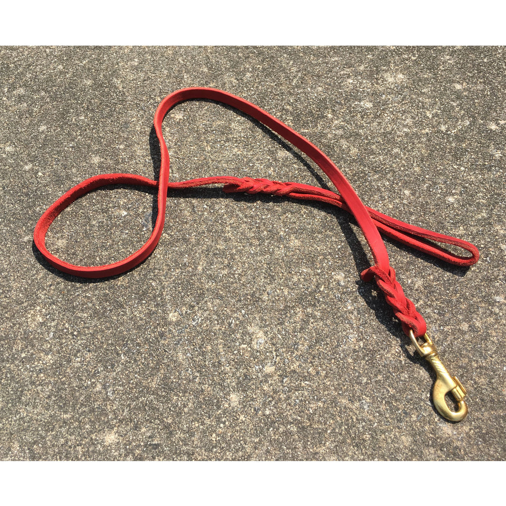 Schweikert Soft Leather Leash, 11mm 2m (6 1/2ft) with handle, red