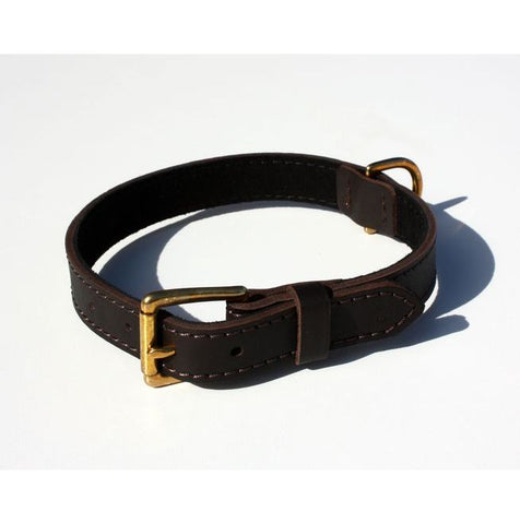 KLIN Leather Collar with lining and brass fittings, for puppies and small breeds