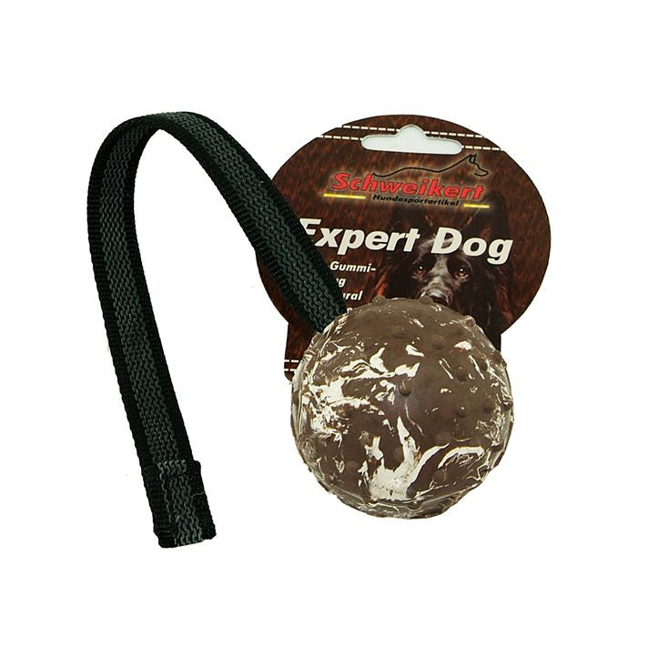 Schweikert Solid Rubber Ball on a suregrip strap, chocolate/white