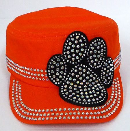 Cadet Hat Paw Print orange with Rhinestone