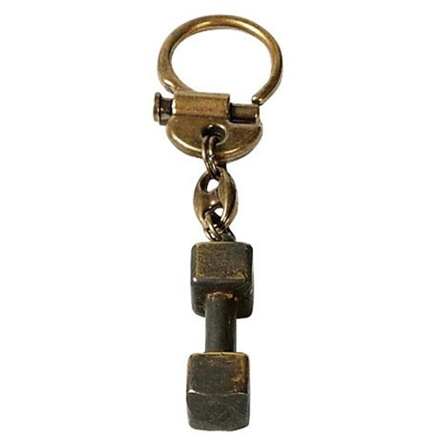 Key Chain Dumbbell Brass